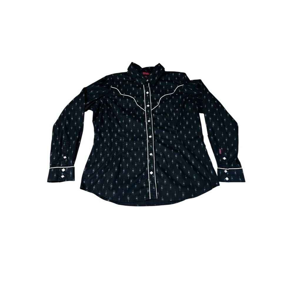 Rock & Roll Denim Women XL Western Pearl Snap Cowgirl Rodeo Ranch Shirt Top